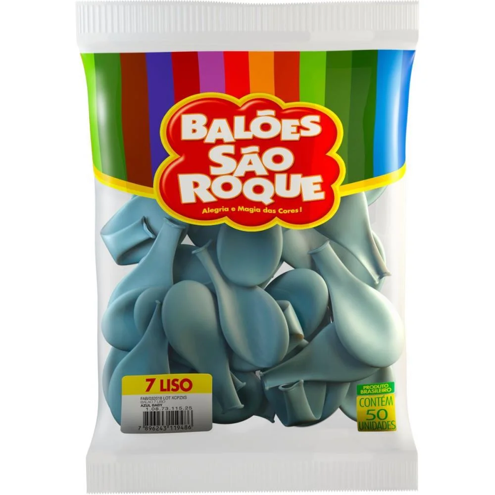 Balao 7 Liso Azul Baby Imperial Sao Roque (Pct.c/50) - imagem 4
