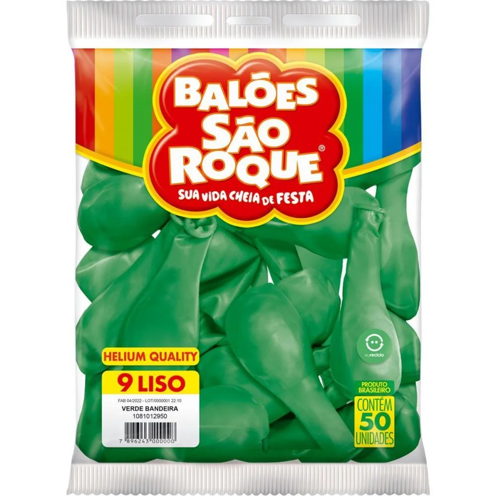 Balao 9 Liso Verde Bandeira Sao Roque (Pct.c/50) - imagem 4