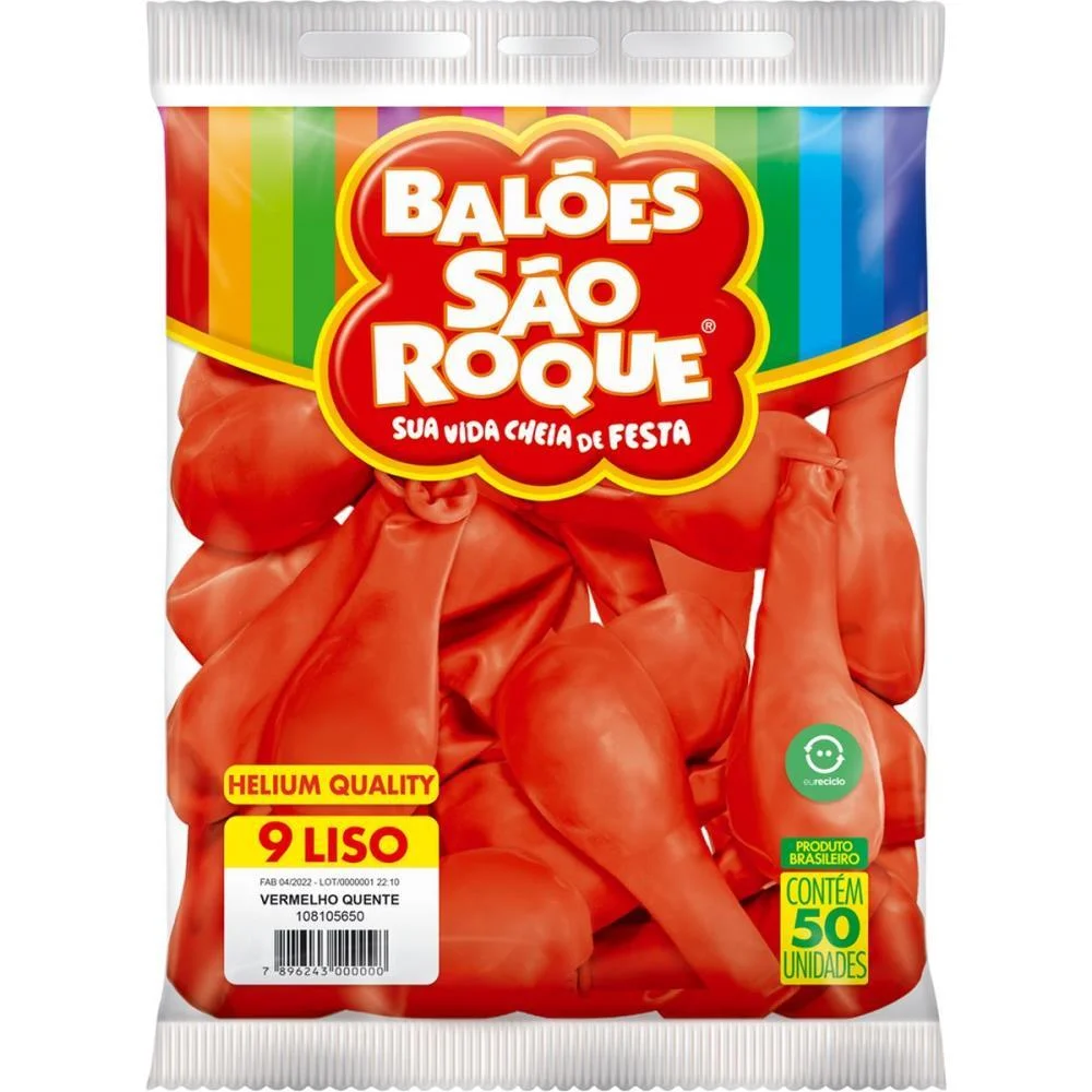 Balao 9 Liso Vermelho Quente Sao Roque (Pct.c/50) - imagem 4