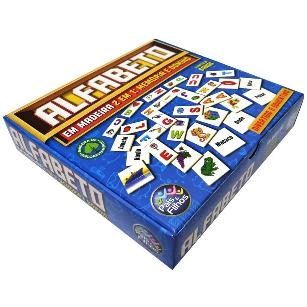 Brinquedo Pedagogico Madeira Alfabeto Domino E Memoria Pais E Filhos (Unidade) - imagem 9