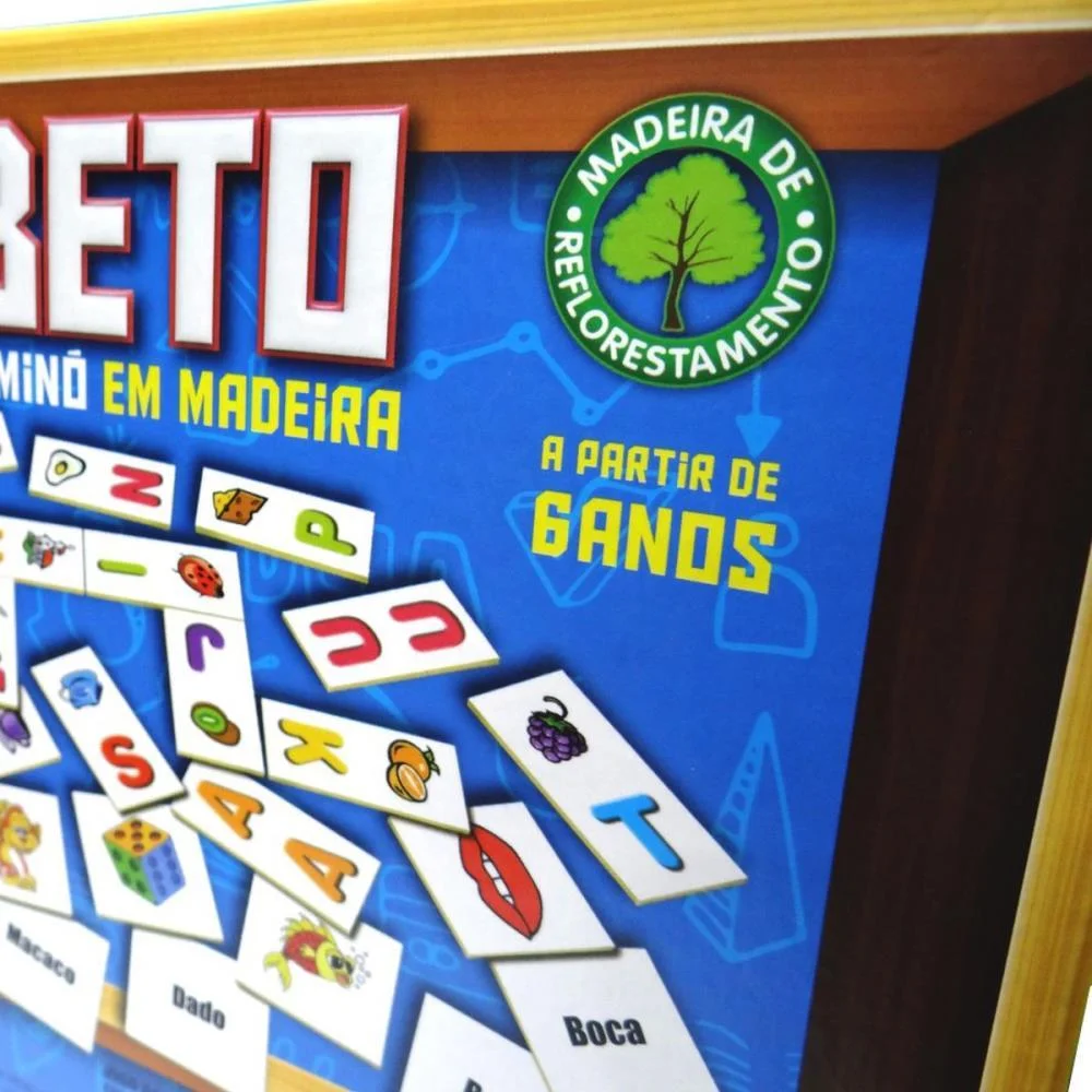 Brinquedo Pedagogico Madeira Alfabeto Domino E Memoria Pais E Filhos (Unidade) - imagem 10