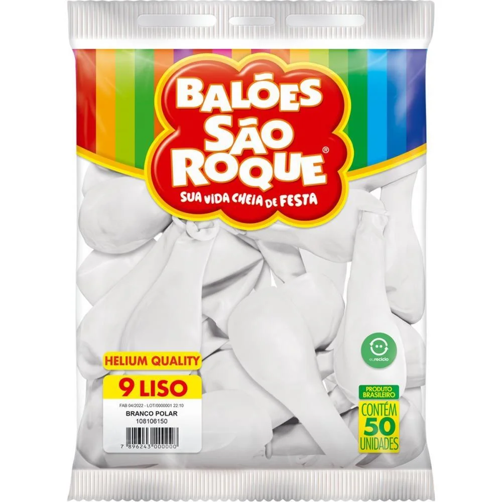 Balao 9 Liso Branco Polar Sao Roque (Pct.c/50) - imagem 4