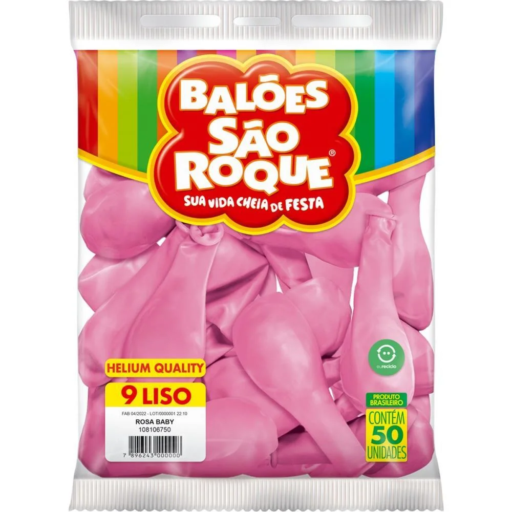 Balao 9 Liso Rosa Baby Sao Roque (Pct.c/50) - imagem 4
