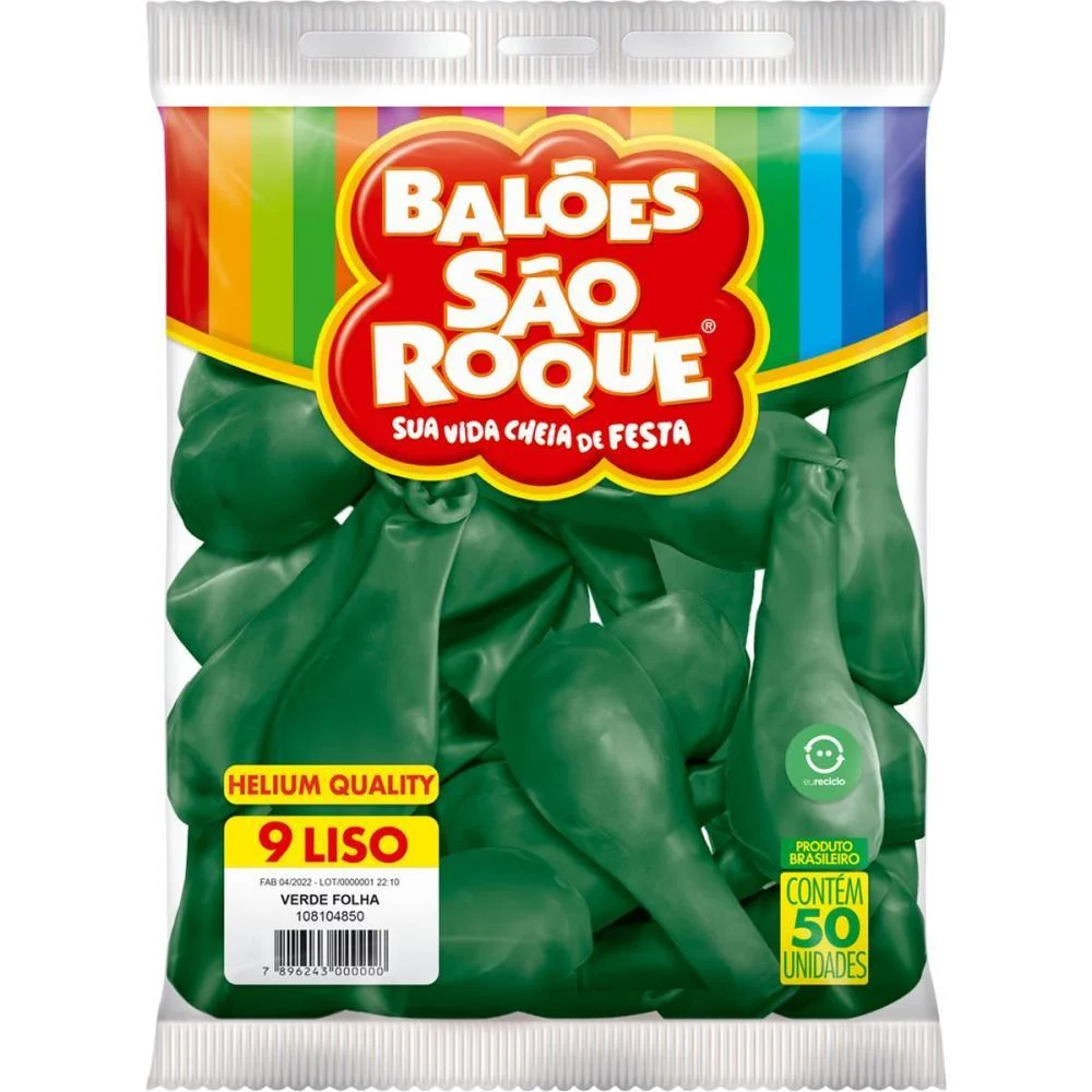 Balao 9 Liso Verde Folha Sao Roque (Pct.c/50) - imagem 4