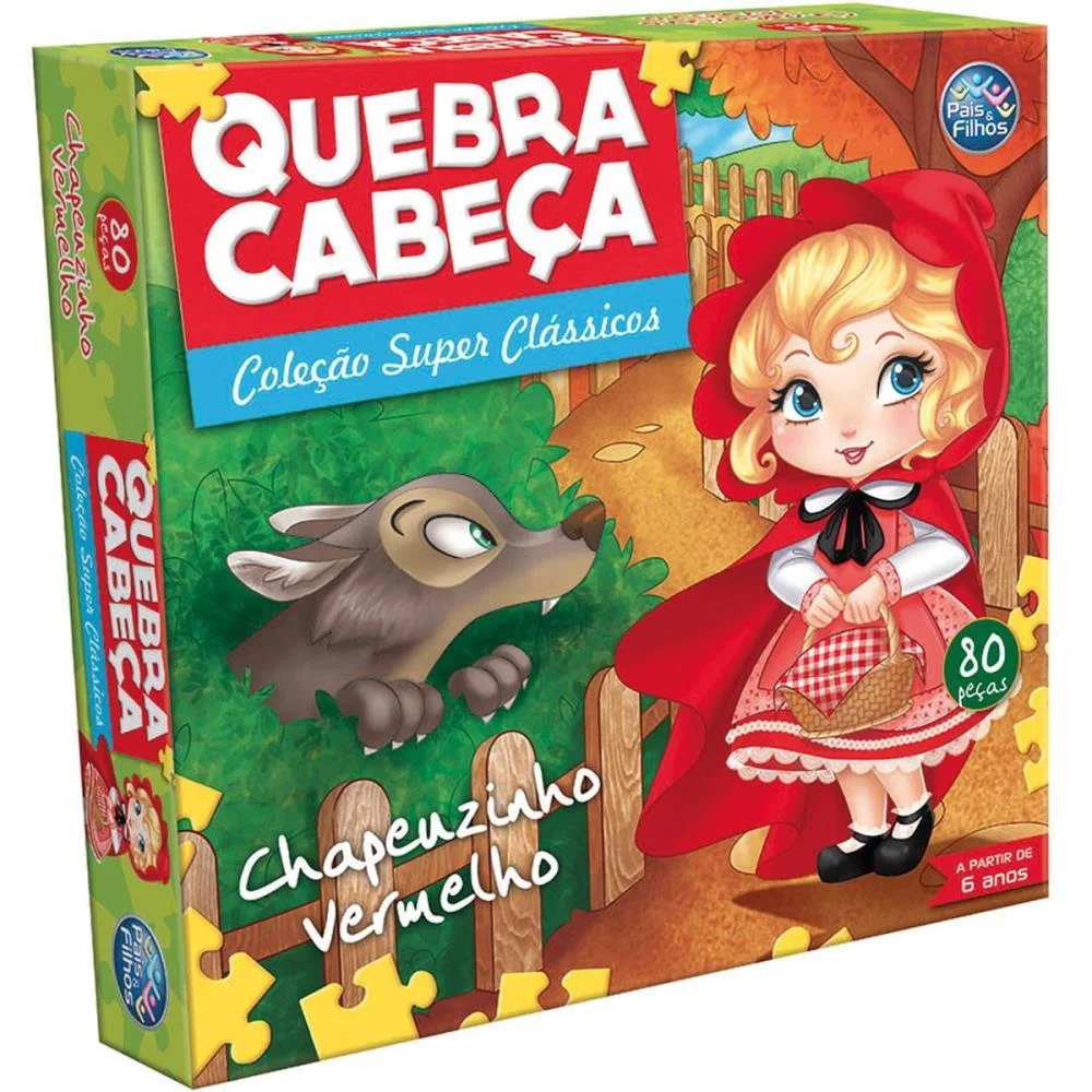 Quebra-Cabeca Cartonado Chapeuzinho Vermelho 80Pcs Pais E Filhos (Unidade) - imagem 2
