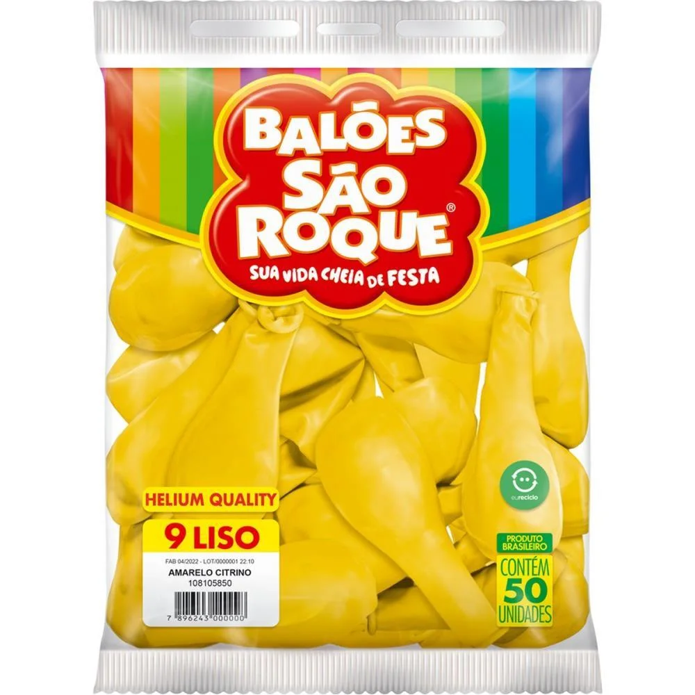 Balao 9 Liso Amarelo Citrino Sao Roque (Pct.c/50) - imagem 4