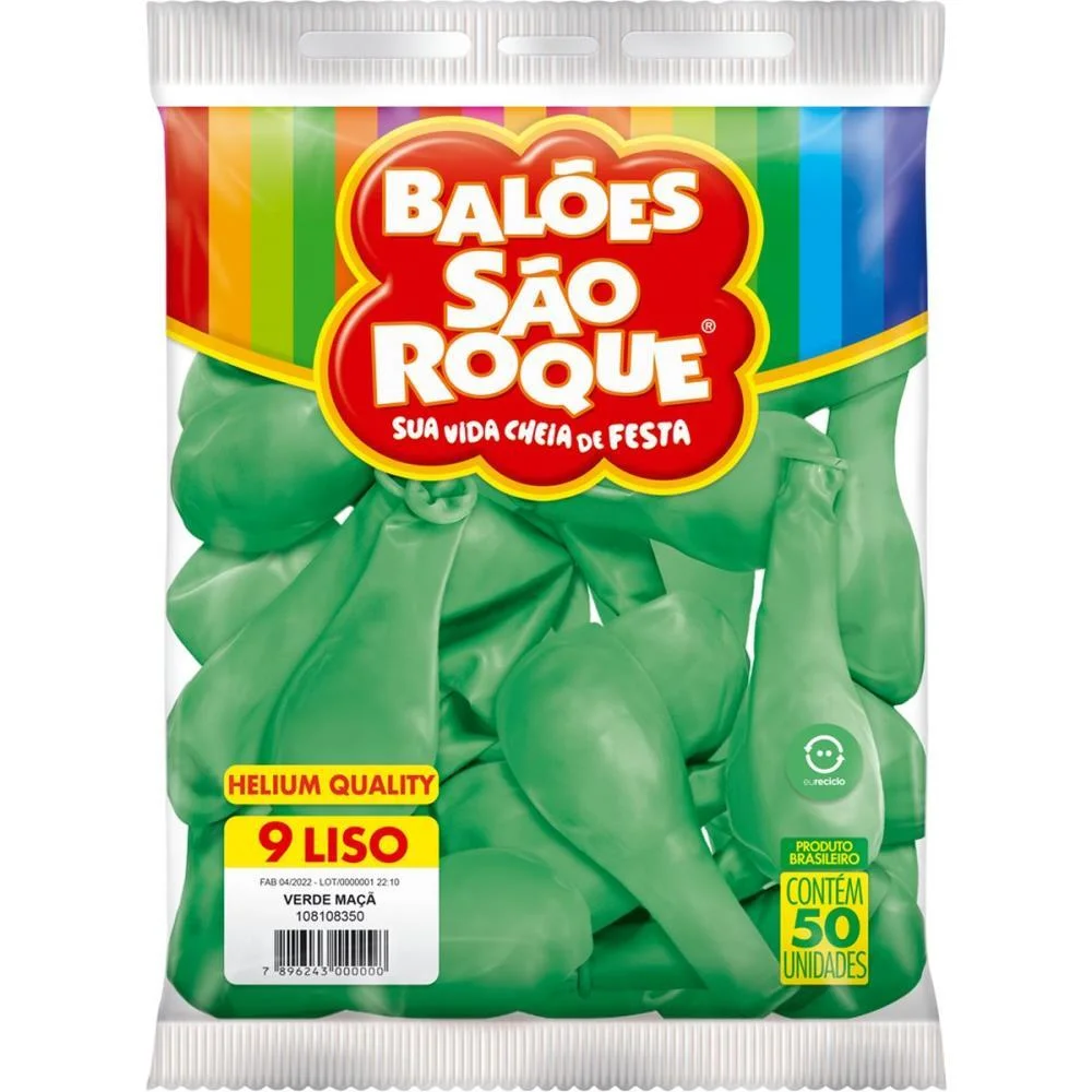 Balao 9 Liso Verde Maca Sao Roque (Pct.c/50) - imagem 4