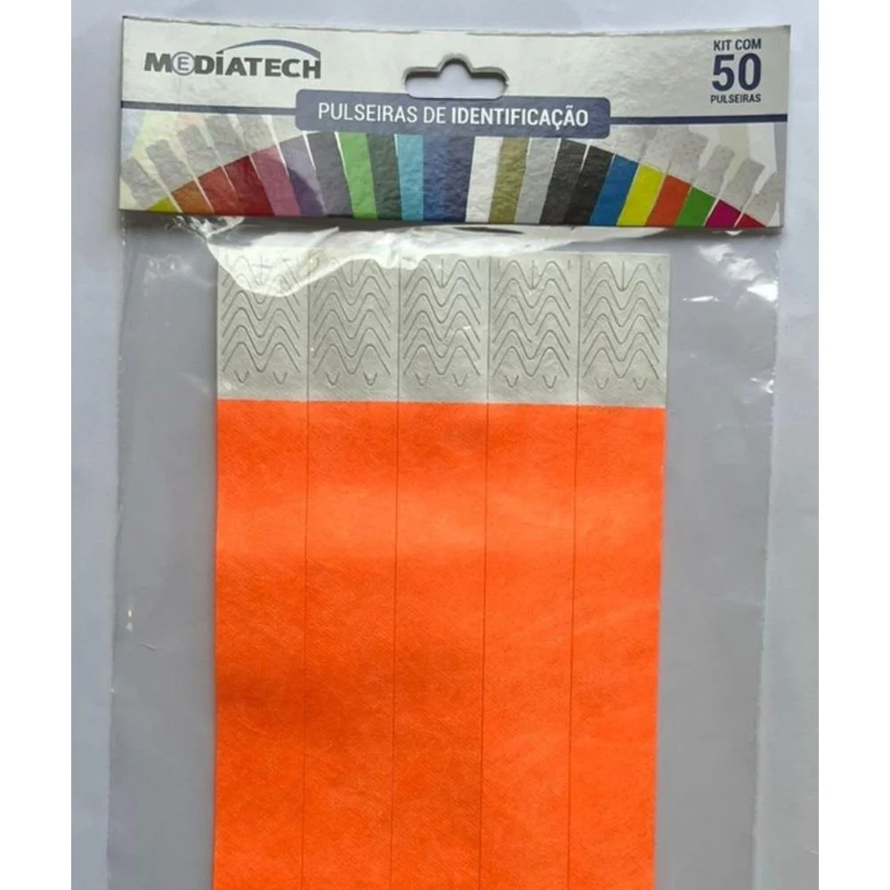Pulseira Identificacao Tyvek Laranja Fluor Tecnomidia (Pct.c/50) - imagem 5