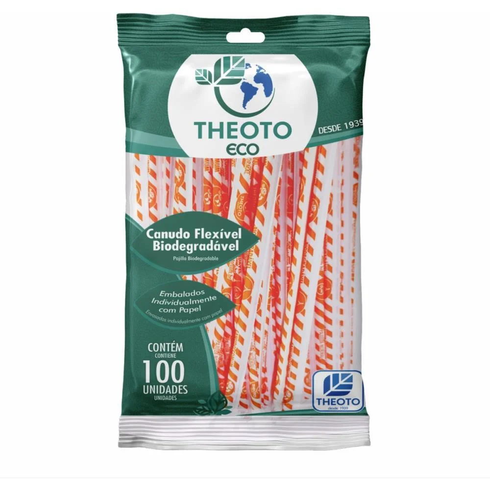 Canudo Biodegradavel 6X21Cm Flexivel Emb.individual Theoto (Pct.c/100) - imagem 2