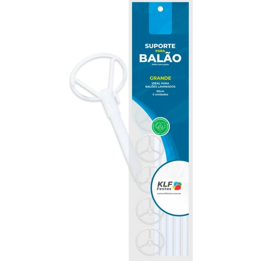 Suporte Para Balao Branco 50Cm Klf Festas (Pct.c/05) - imagem 2