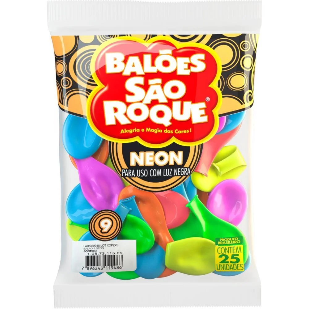 Balao 9 Liso Neon Cores Sortidas Imperial Sao Roque (Pct.c/25) - imagem 4