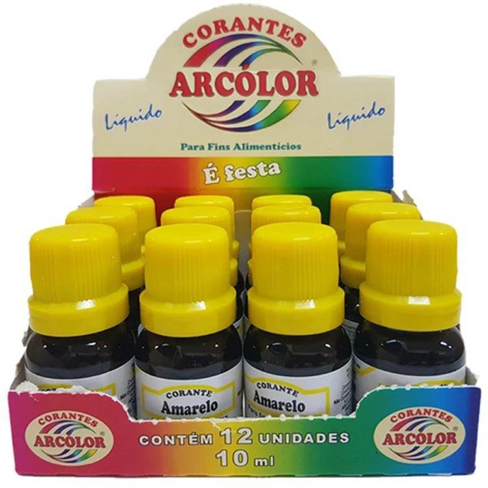 Corante Liquido Alimenticio Amarelo 10Ml. Arcolor (Cx.c/12) - imagem 4