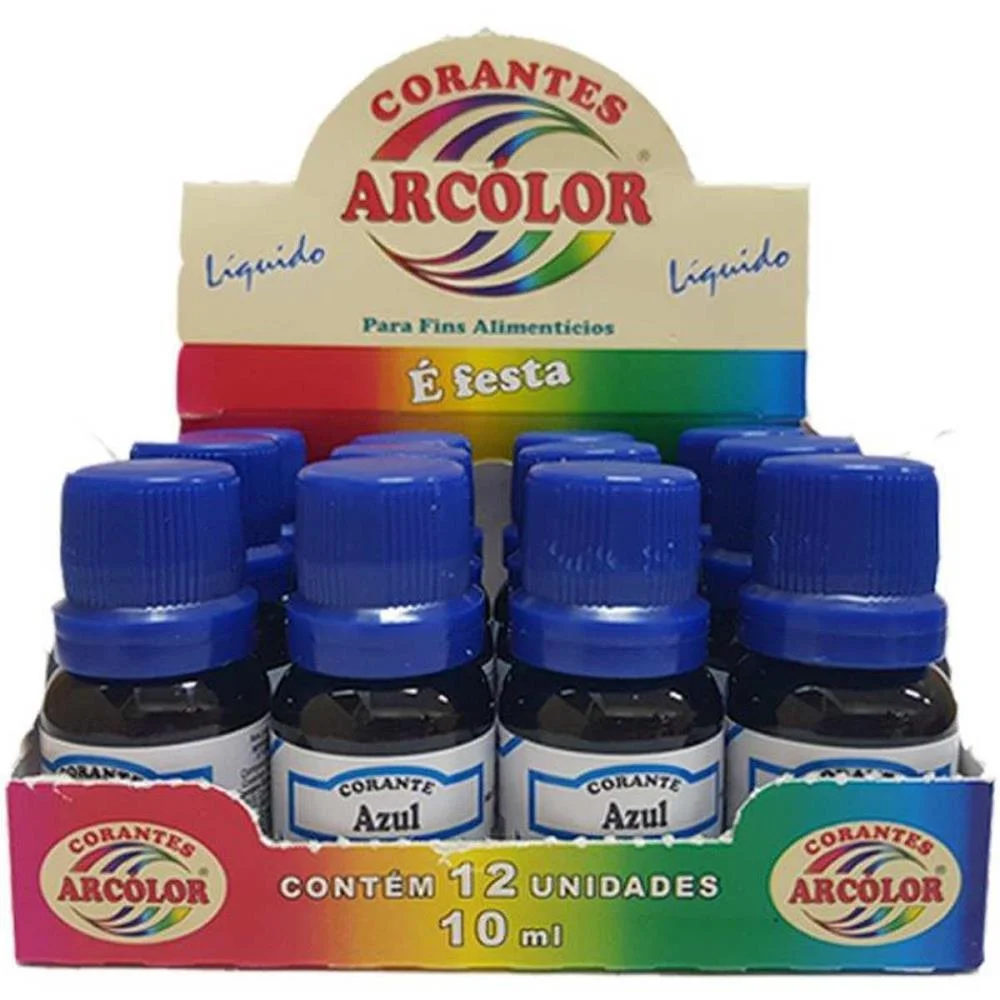 Corante Liquido Alimenticio Azul 10Ml. Arcolor (Cx.c/12) - imagem 4
