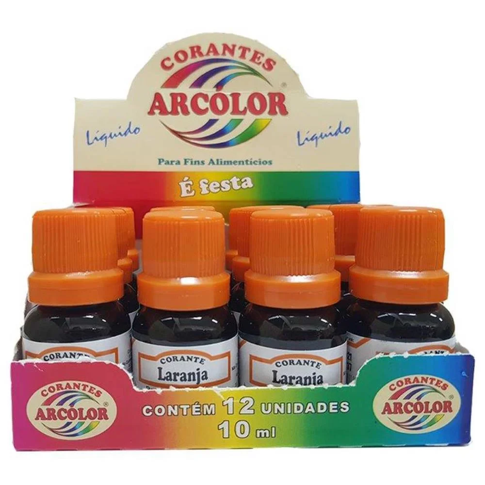 Corante Liquido Alimenticio Laranja 10Ml. Arcolor (Cx.c/12) - imagem 4