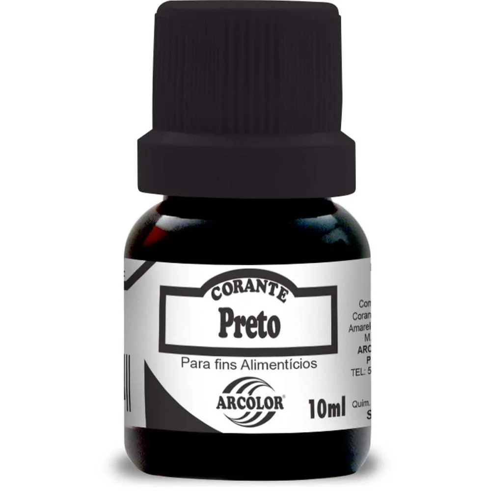 Corante Liquido Alimenticio Preto 10Ml. Arcolor (Cx.c/12) - imagem 2