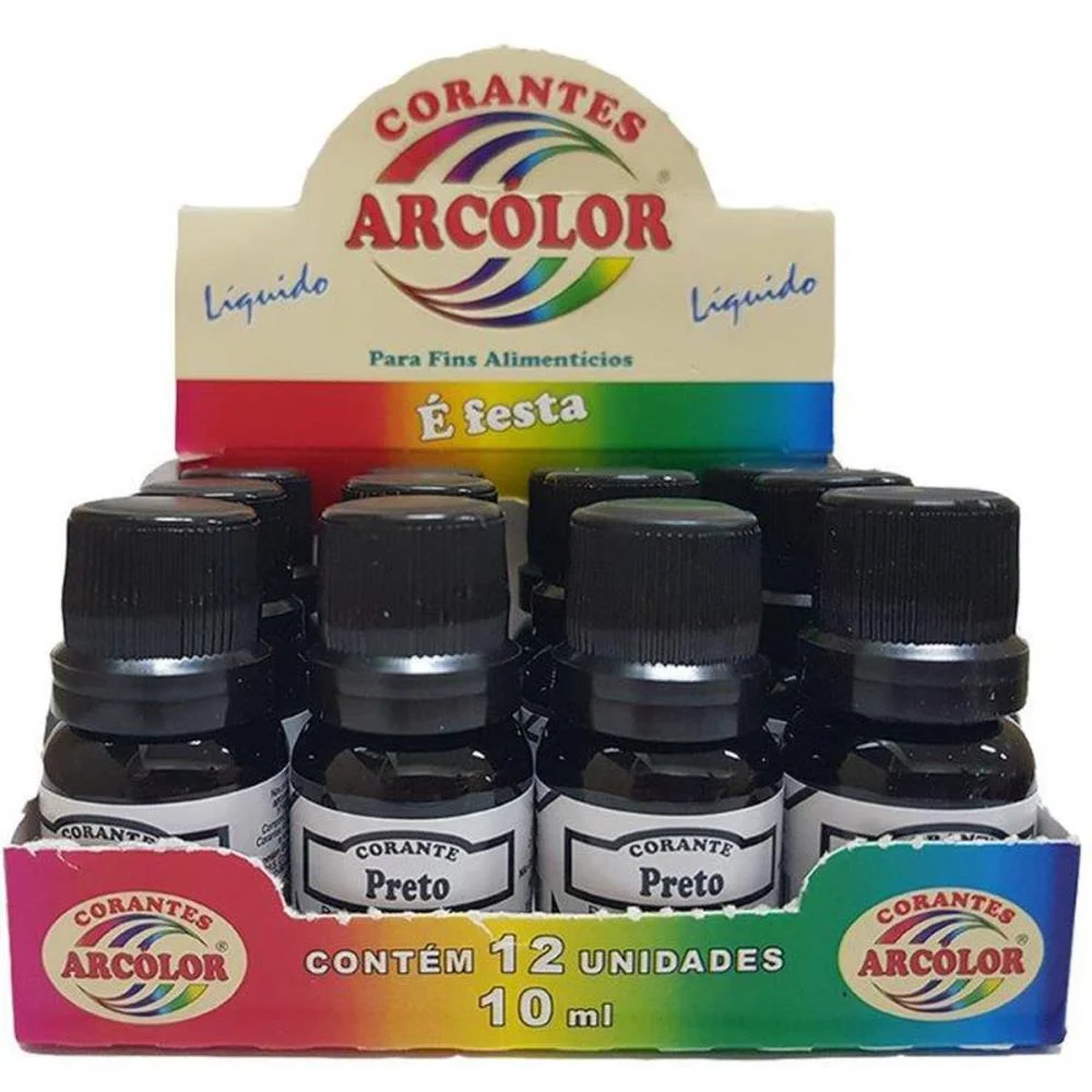 Corante Liquido Alimenticio Preto 10Ml. Arcolor (Cx.c/12) - imagem 4