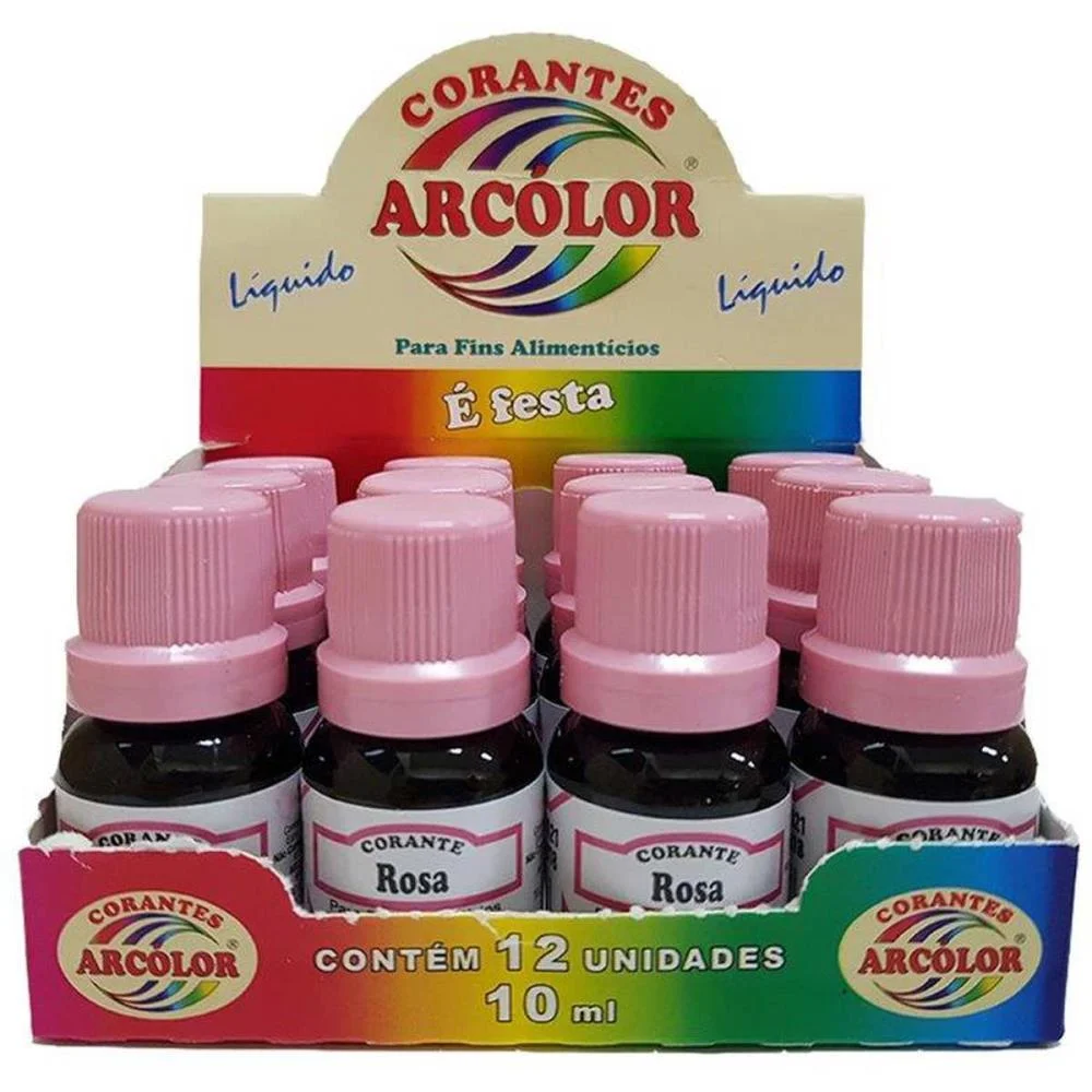 Corante Liquido Alimenticio Rosa 10Ml. Arcolor (Cx.c/12) - imagem 4