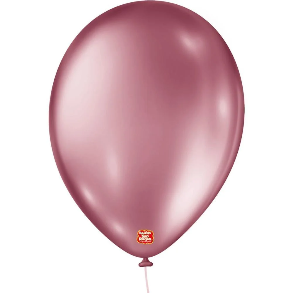 Balao 9 Liso Metalizado Rosa Sao Roque (Pct.c/25) - imagem 3
