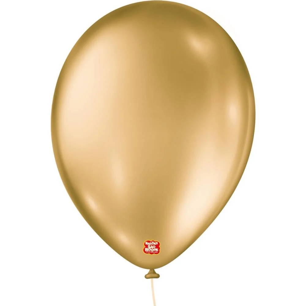 Balao 9 Liso Metalizado Dourado Sao Roque (Pct.c/25) - imagem 2