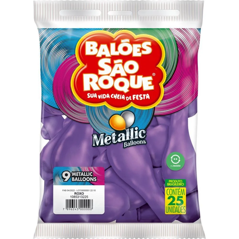Balao 9 Liso Metalizado Roxo Sao Roque (Pct.c/25) - imagem 4