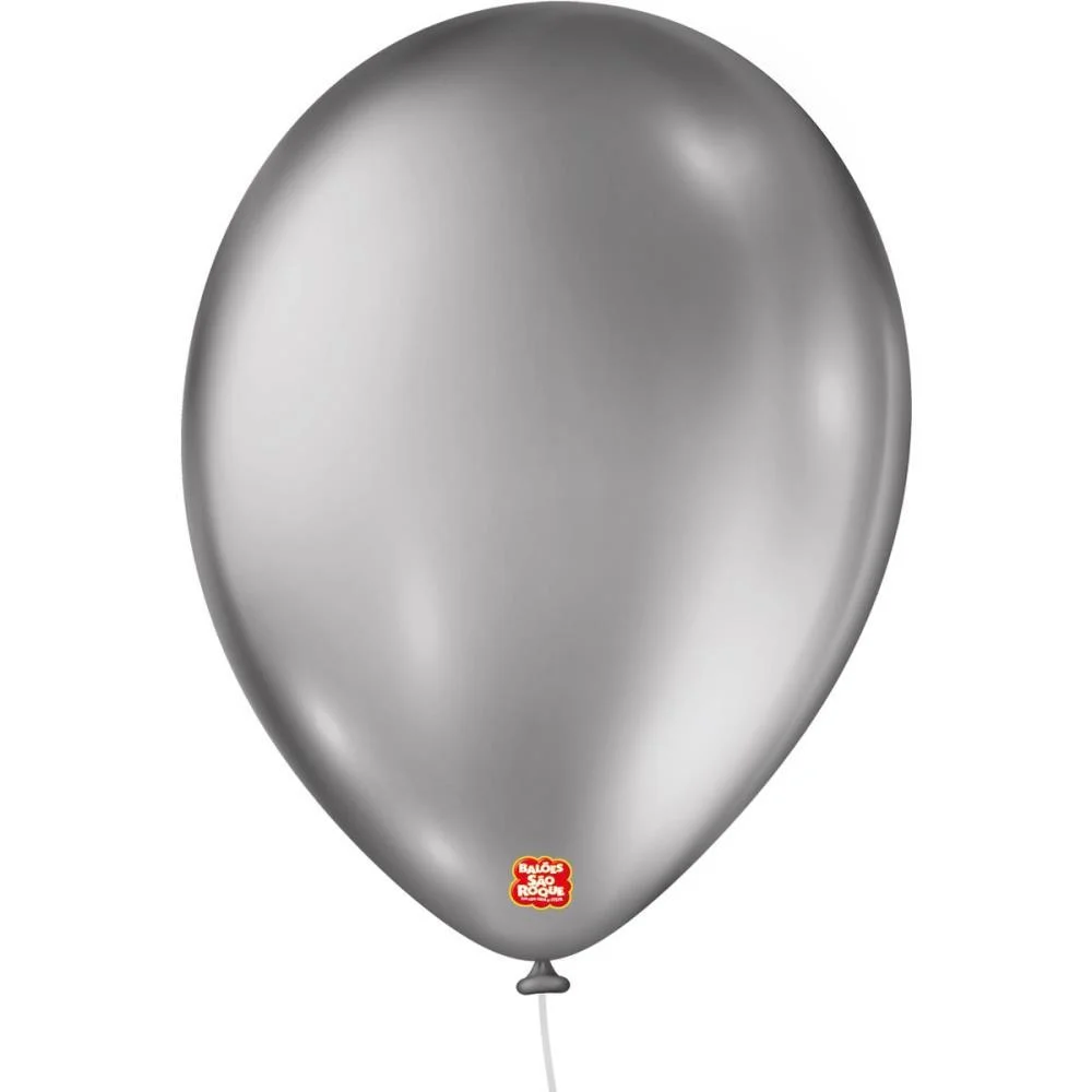Balao 9 Liso Metalizado Prata Sao Roque (Pct.c/25) - imagem 2