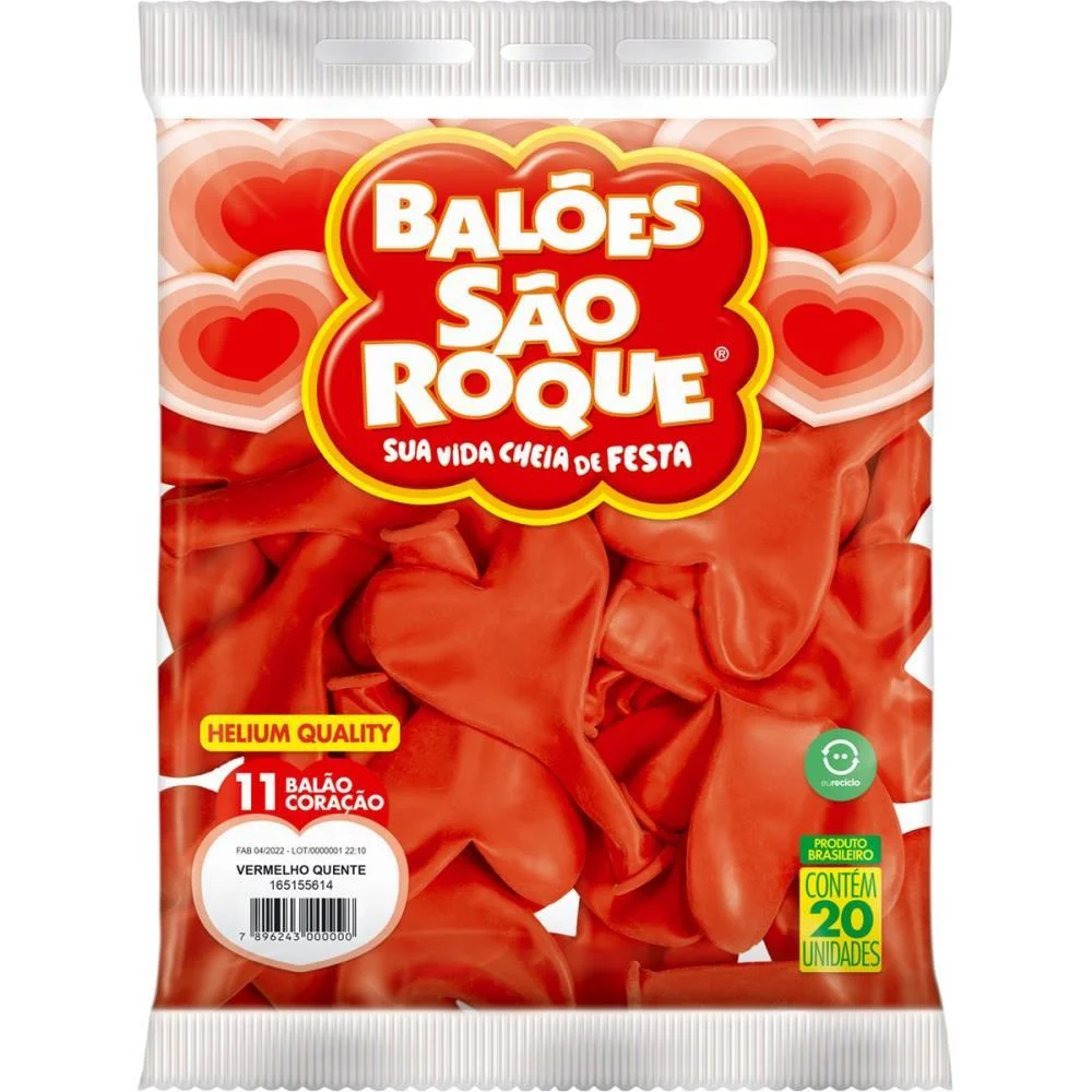 Balao Coracao 11Pol. Vermelho Quente Sao Roque (Pct.c/20) - imagem 4