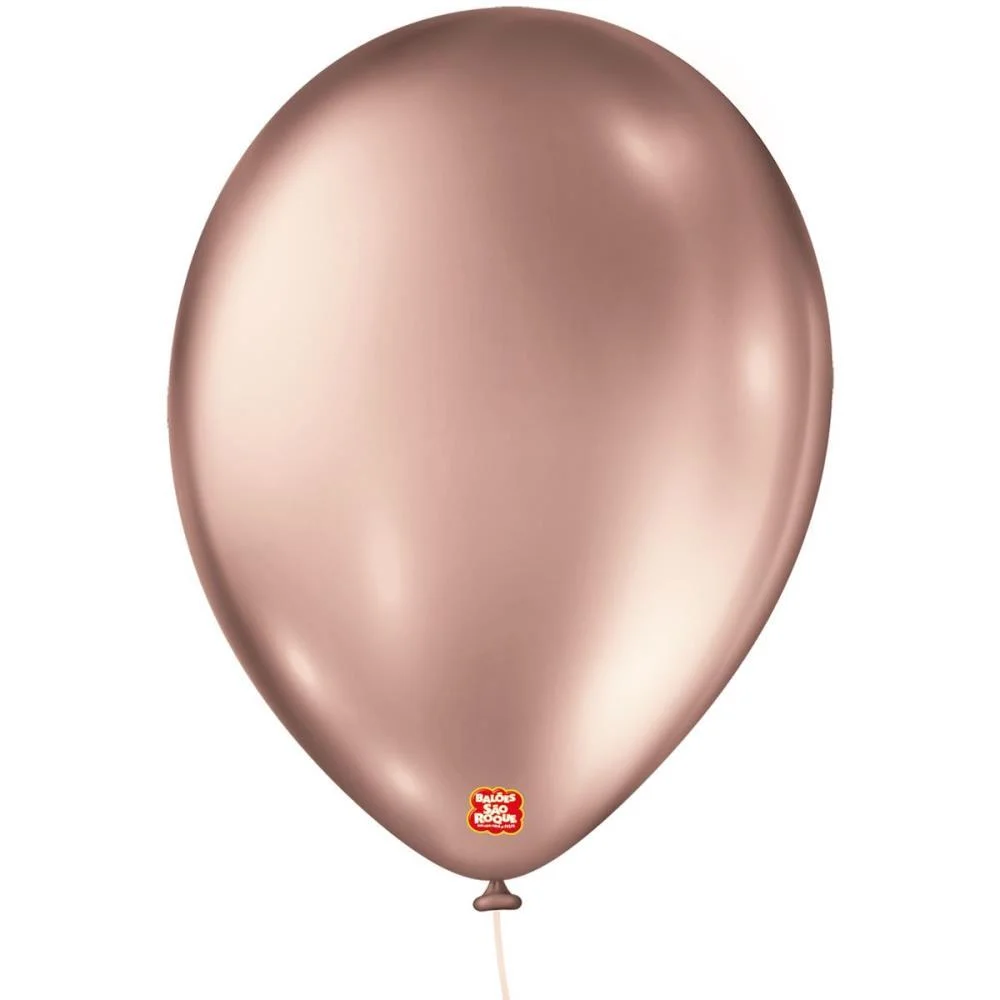 Balao 9 Liso Metalizado Rose Gold Sao Roque (Pct.c/25) - imagem 3