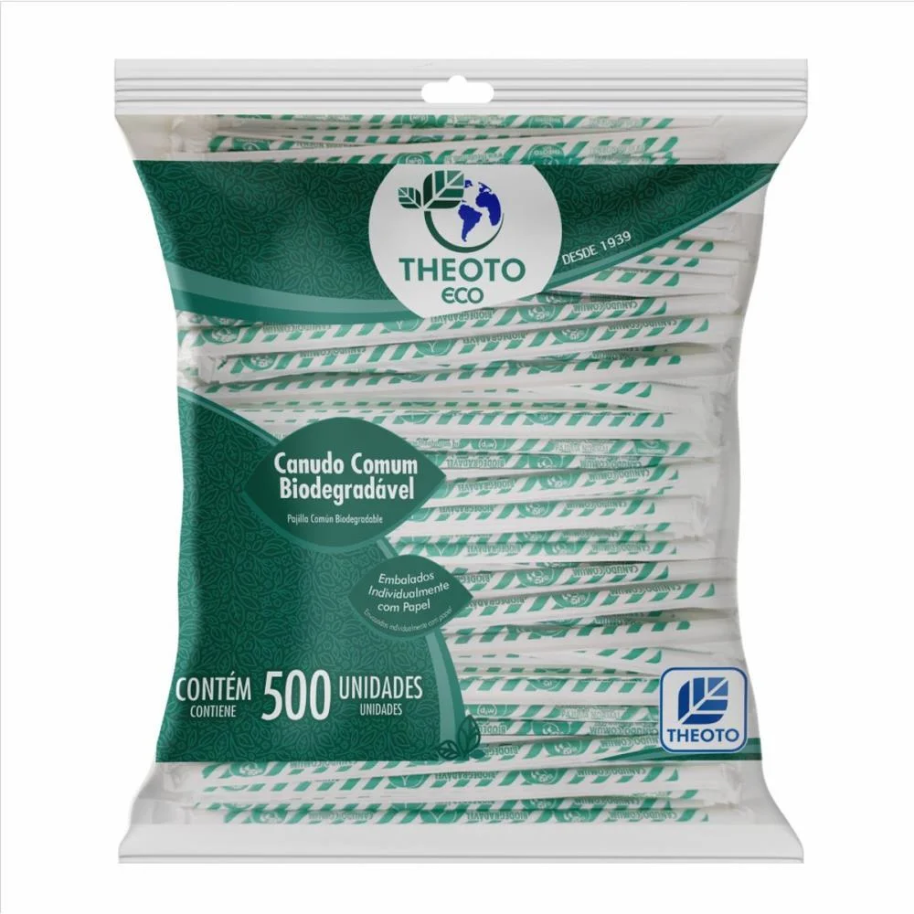 Canudo Biodegradavel Embalados Individualmente Theoto C/ 500 Unidades - imagem 2