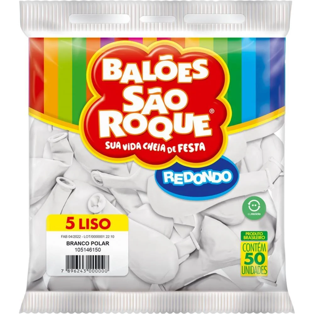 Balao 5 Liso Branco Polar Redondo Sao Roque (Pct.c/50) - imagem 4