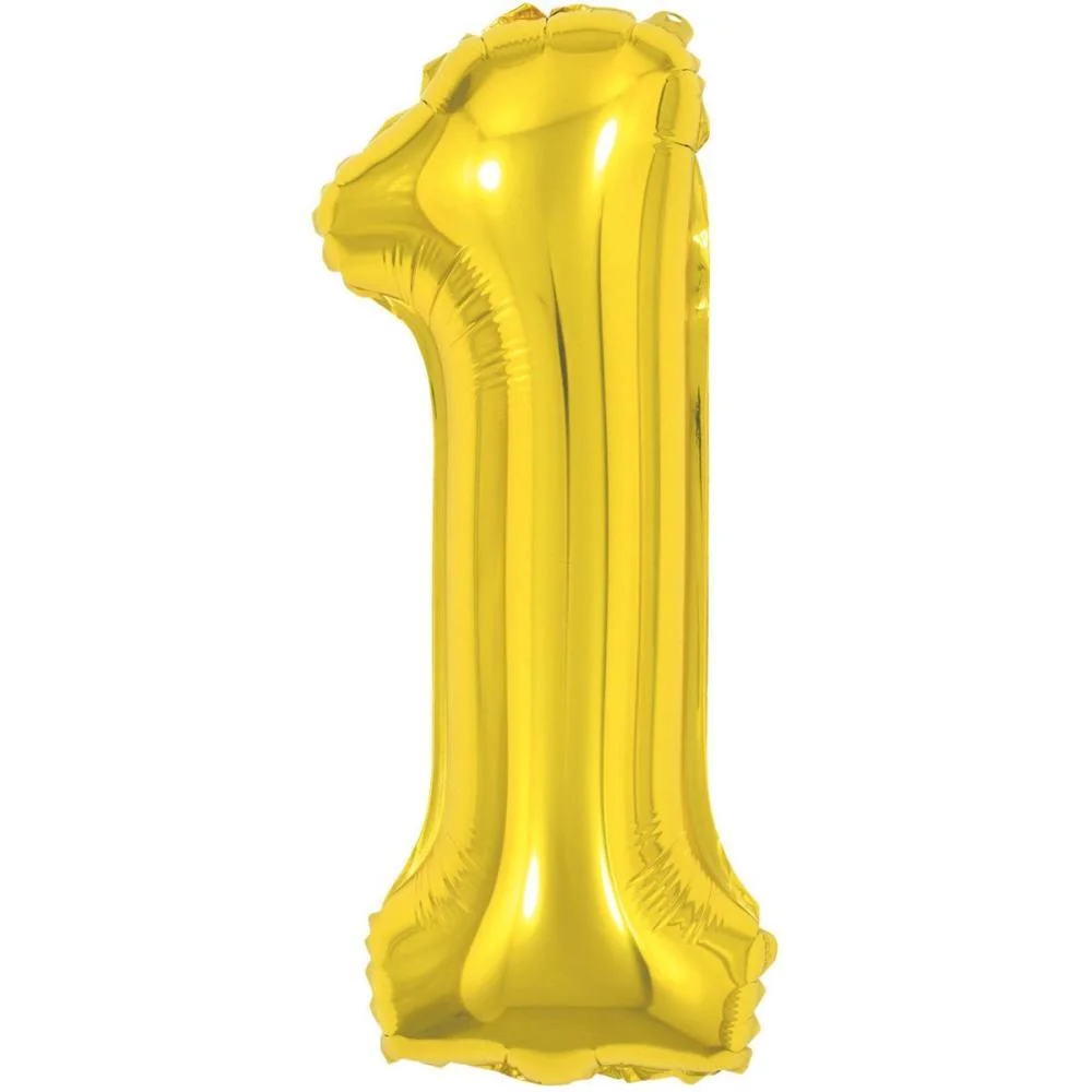 Balao Metalizado Numero 1 Dourado 40Cm. Make+ (Unidade) - imagem 2