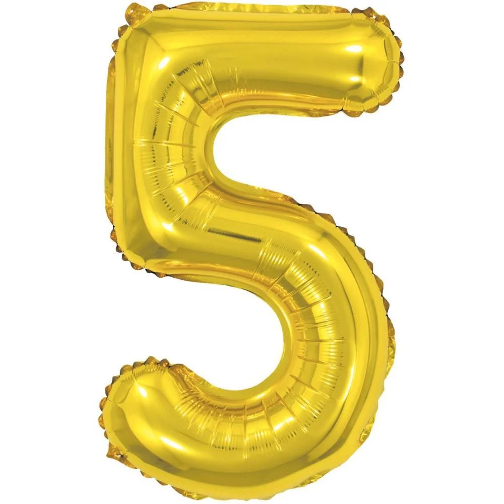 Balao Metalizado Numero 5 Dourado 40Cm. Make+ (Unidade) - imagem 3