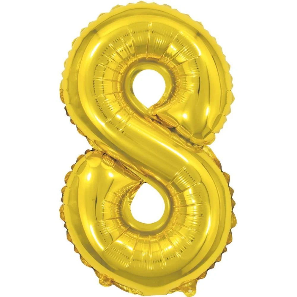 Balao Metalizado Numero 8 Dourado 40Cm. Make+ (Unidade) - imagem 2