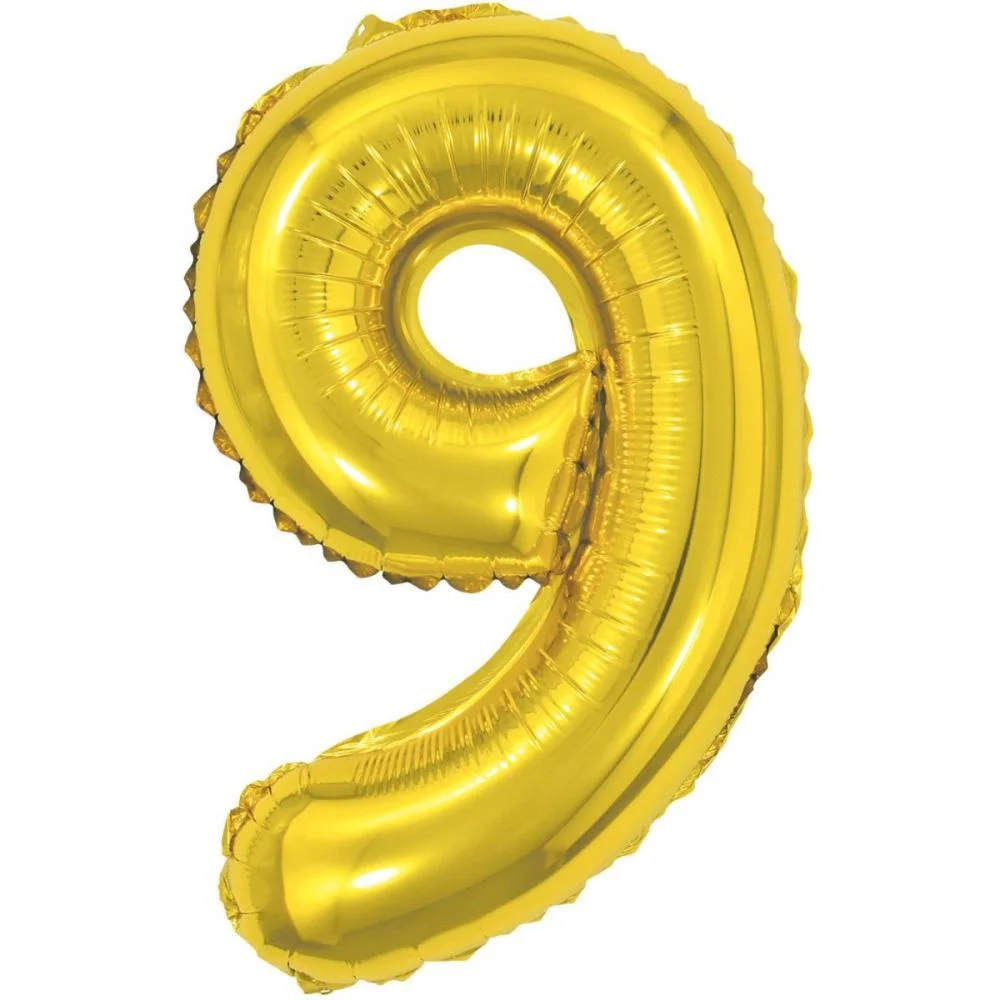 Balao Metalizado Numero 9 Dourado 40Cm. Make+ (Unidade) - imagem 2