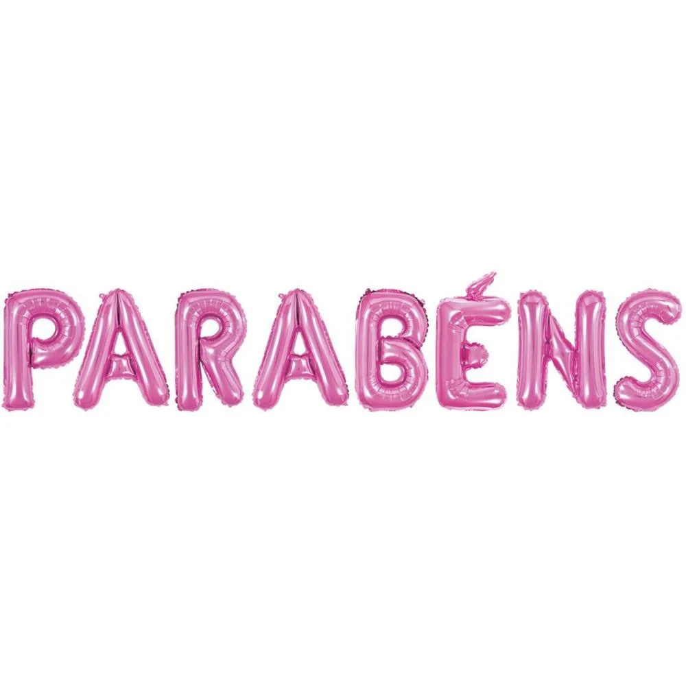Balao Metalizado Decorado Parabens Pink 40Cm. Make+ (Unidade) - imagem 3