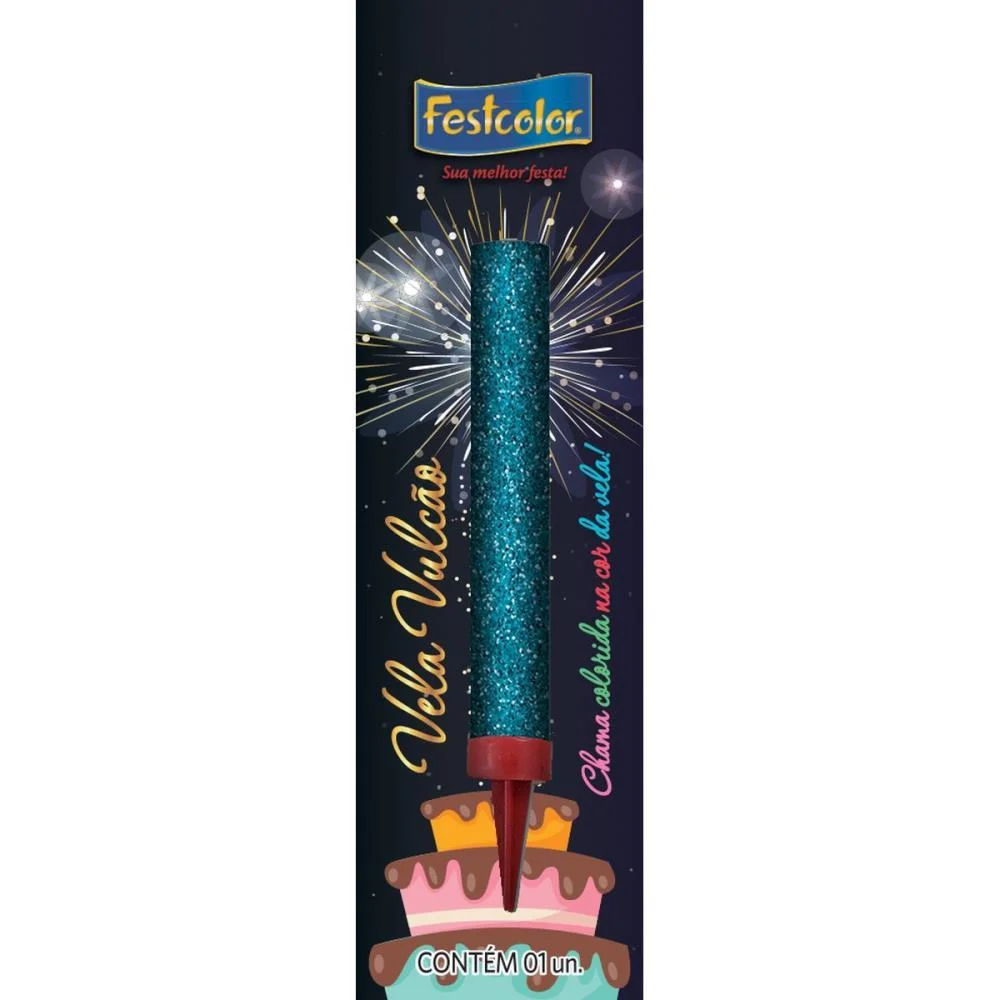 Vela Para Aniversario Vulcao Azul Festcolor (Unidade) - imagem 3