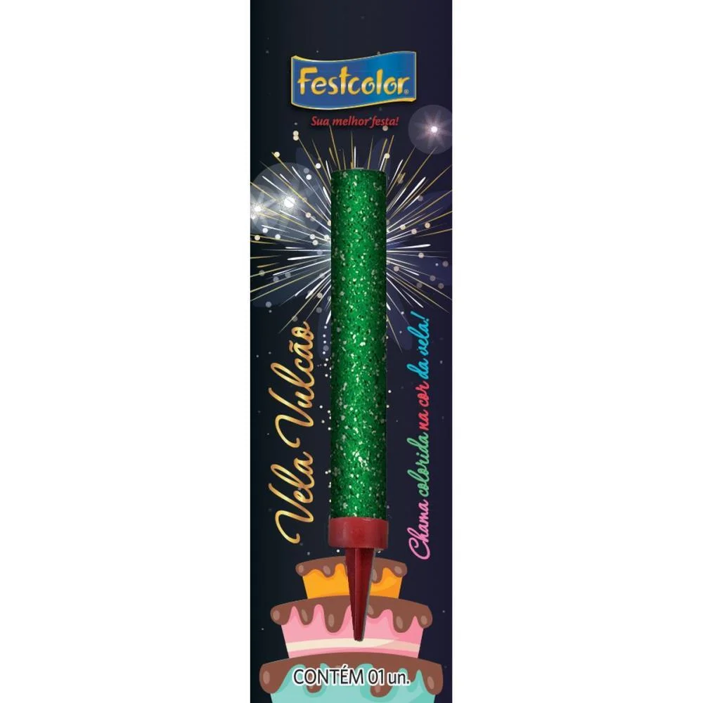 Vela Para Aniversario Vulcao Verde Festcolor (Unidade) - imagem 2