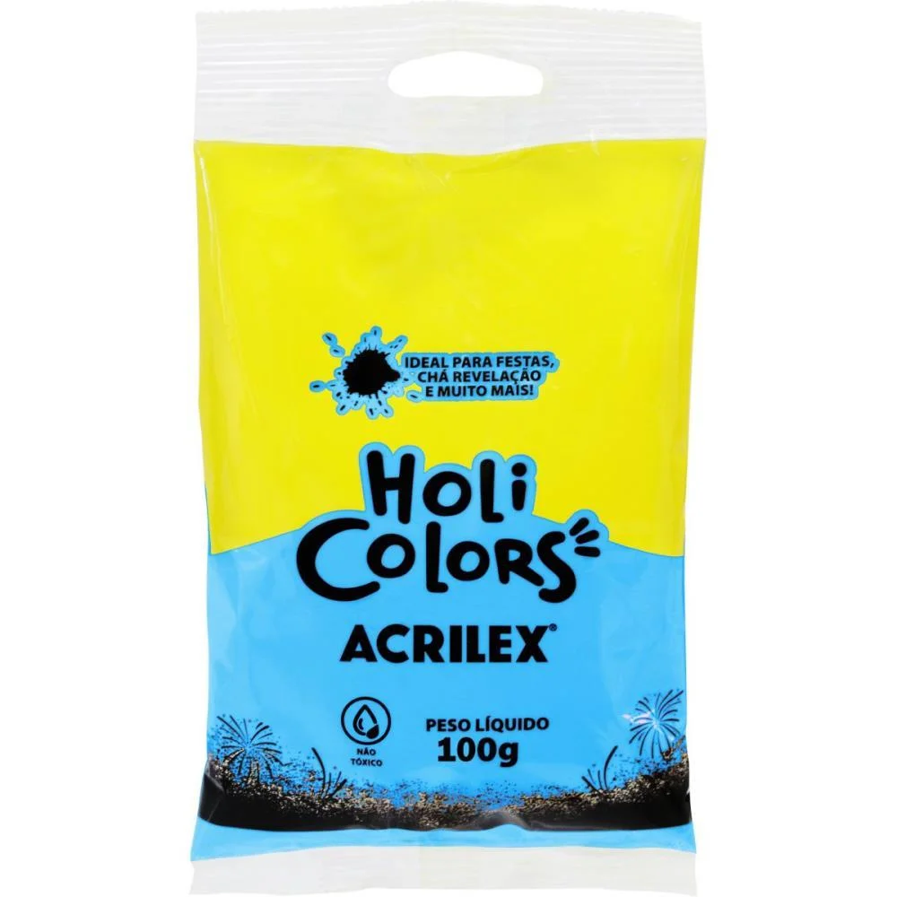Artigo Para Festa Holi Colors 100G Azul Turquesa Acrilex (Cx.c/10) - imagem 3
