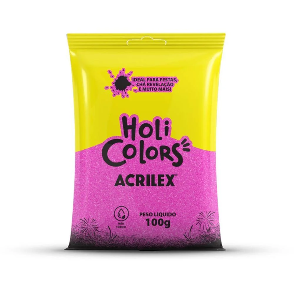 Artigo Para Festa Holi Colors 100G Rosa Acrilex (Cx.c/10) - imagem 3