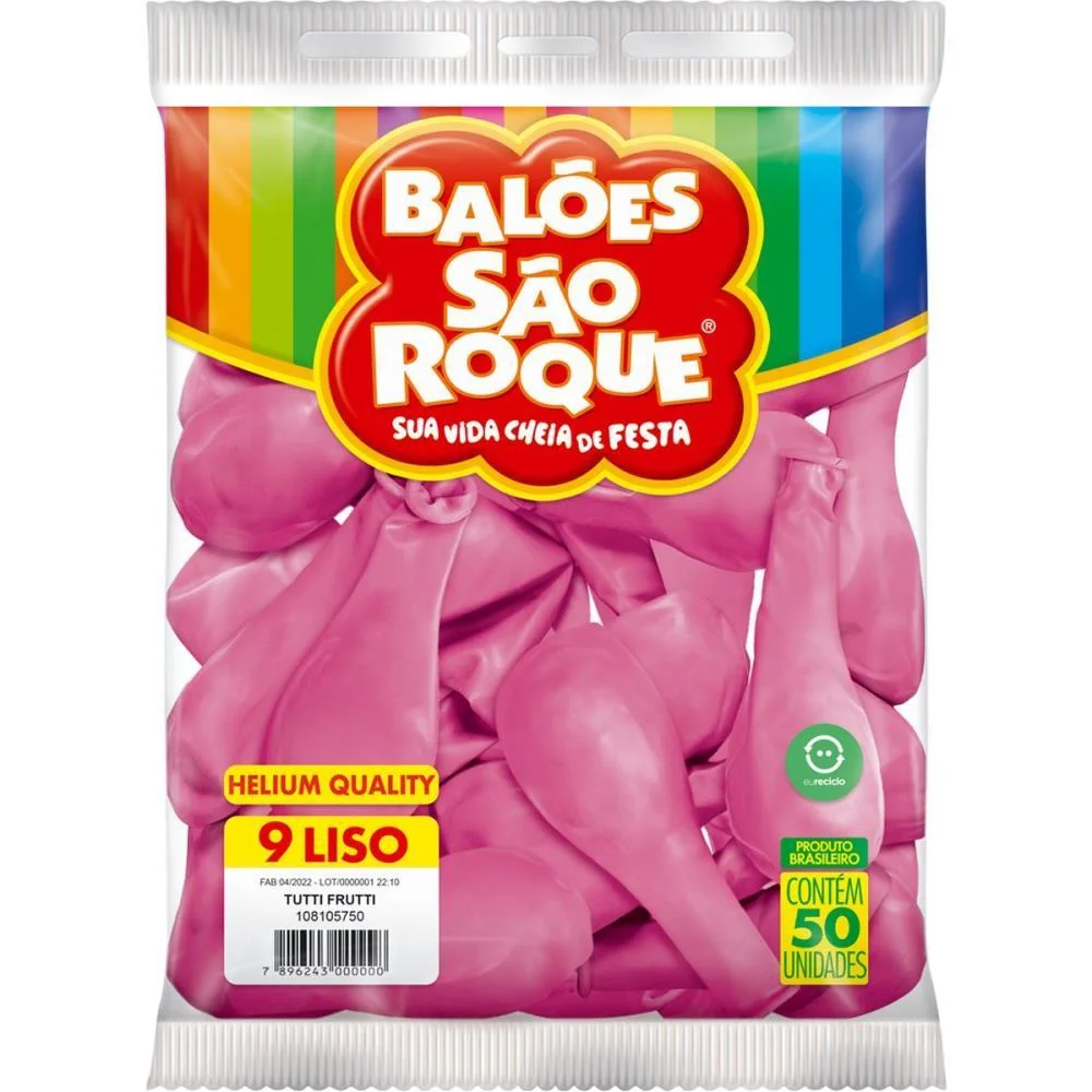 Balao 9 Liso Rosa Tutti Frutti Sao Roque (Pct.c/50) - imagem 4