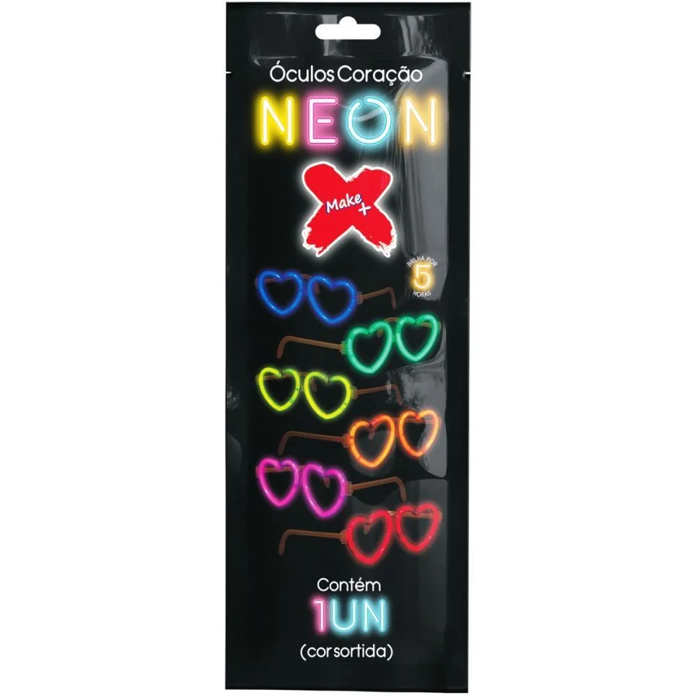 Artigo Para Festa Oculos Bastao Neon Coracao Make+ (Pct.c/12) - imagem 3