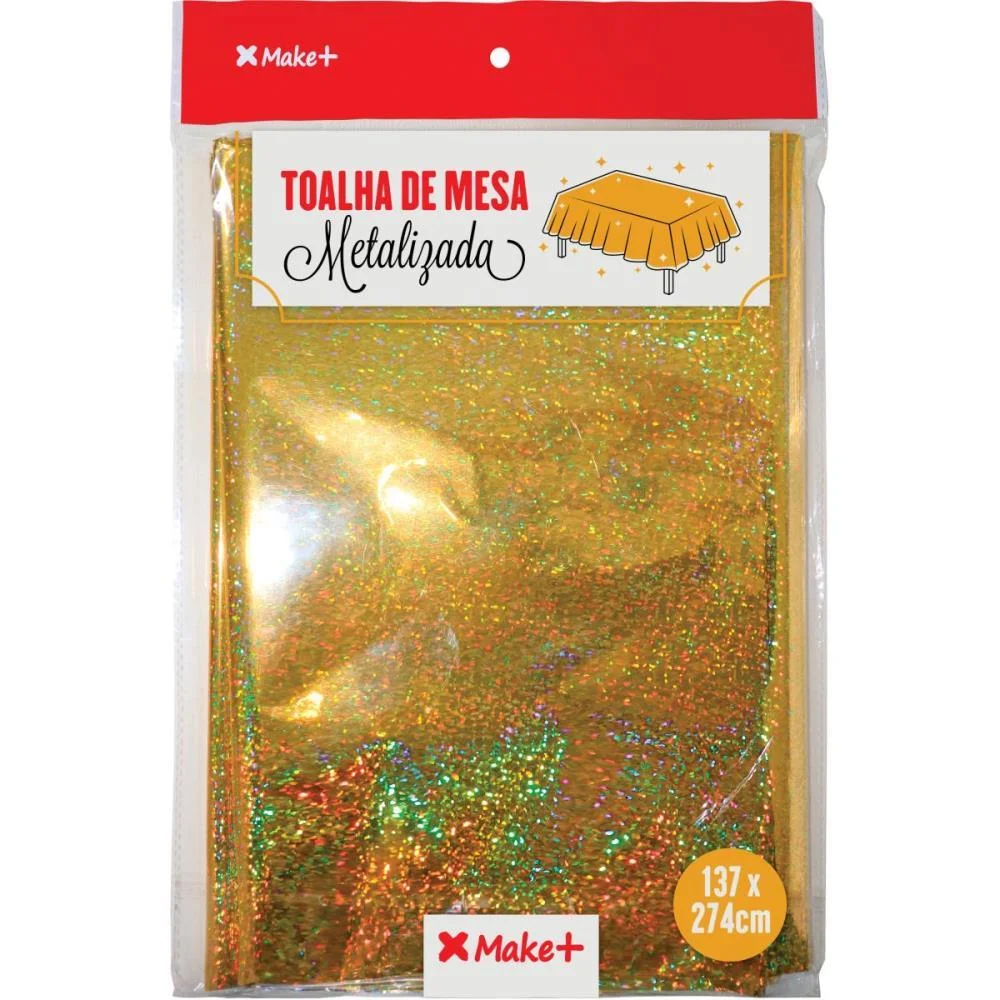 Toalha Plastica Ouro Metalizada 137X274Cm Make+ (Unidade) - imagem 4