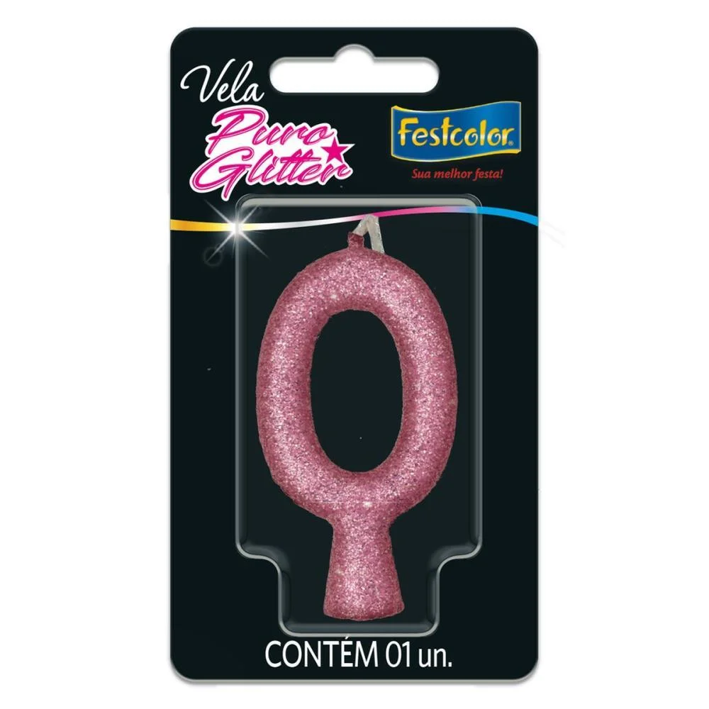 Vela Para Aniversario N.00 Rosa Puro Glitter Festcolor (Cx.c/10) - imagem 3