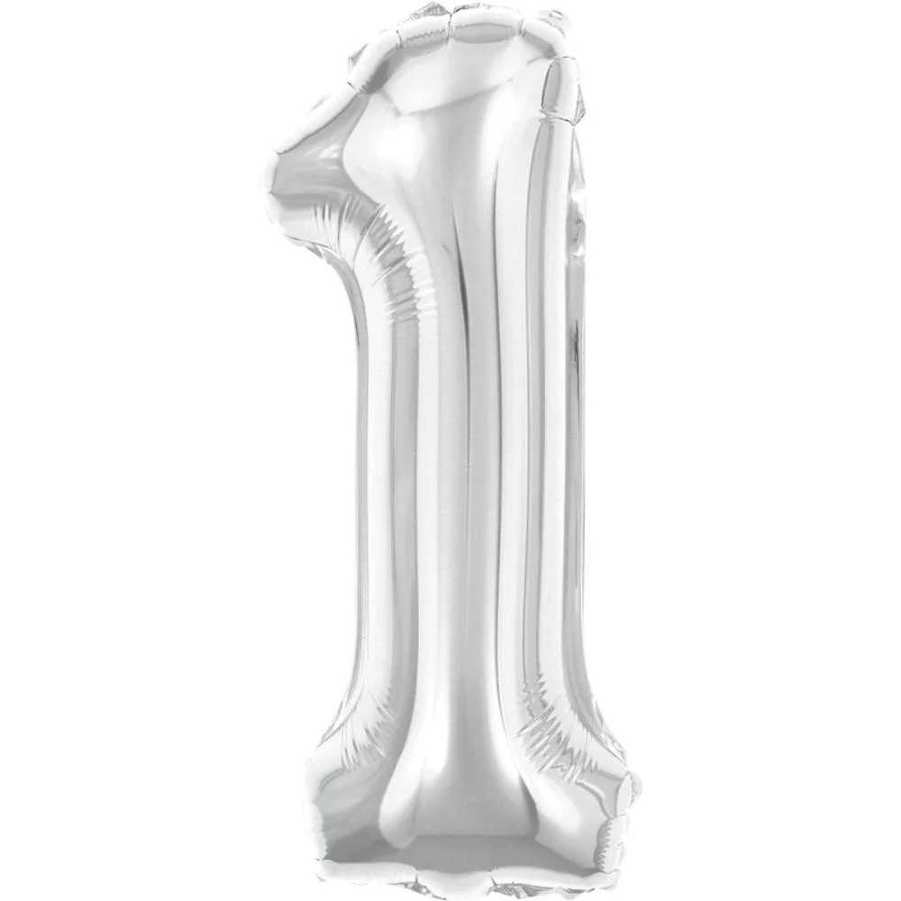 Balao Metalizado Numero 1 Prata 40Cm Make+ (Unidade) - imagem 3