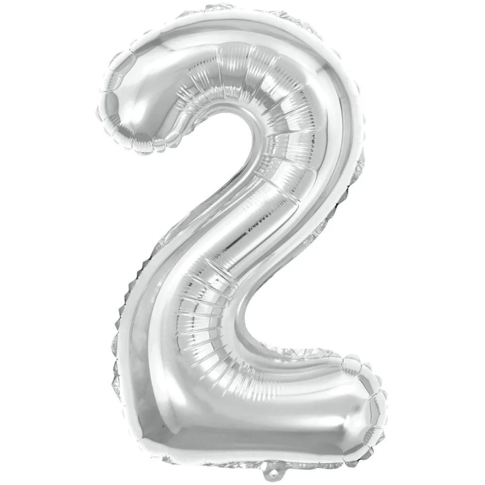 Balao Metalizado Numero 2 Prata 40Cm Make+ (Unidade) - imagem 3