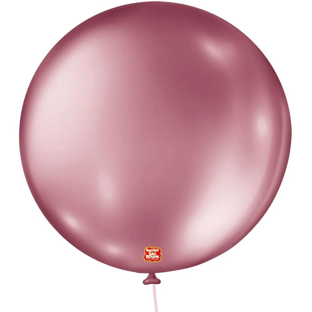 Balao 5 Liso Metalizado Rosa Redondo Sao Roque (Pct.c/25) - imagem 3