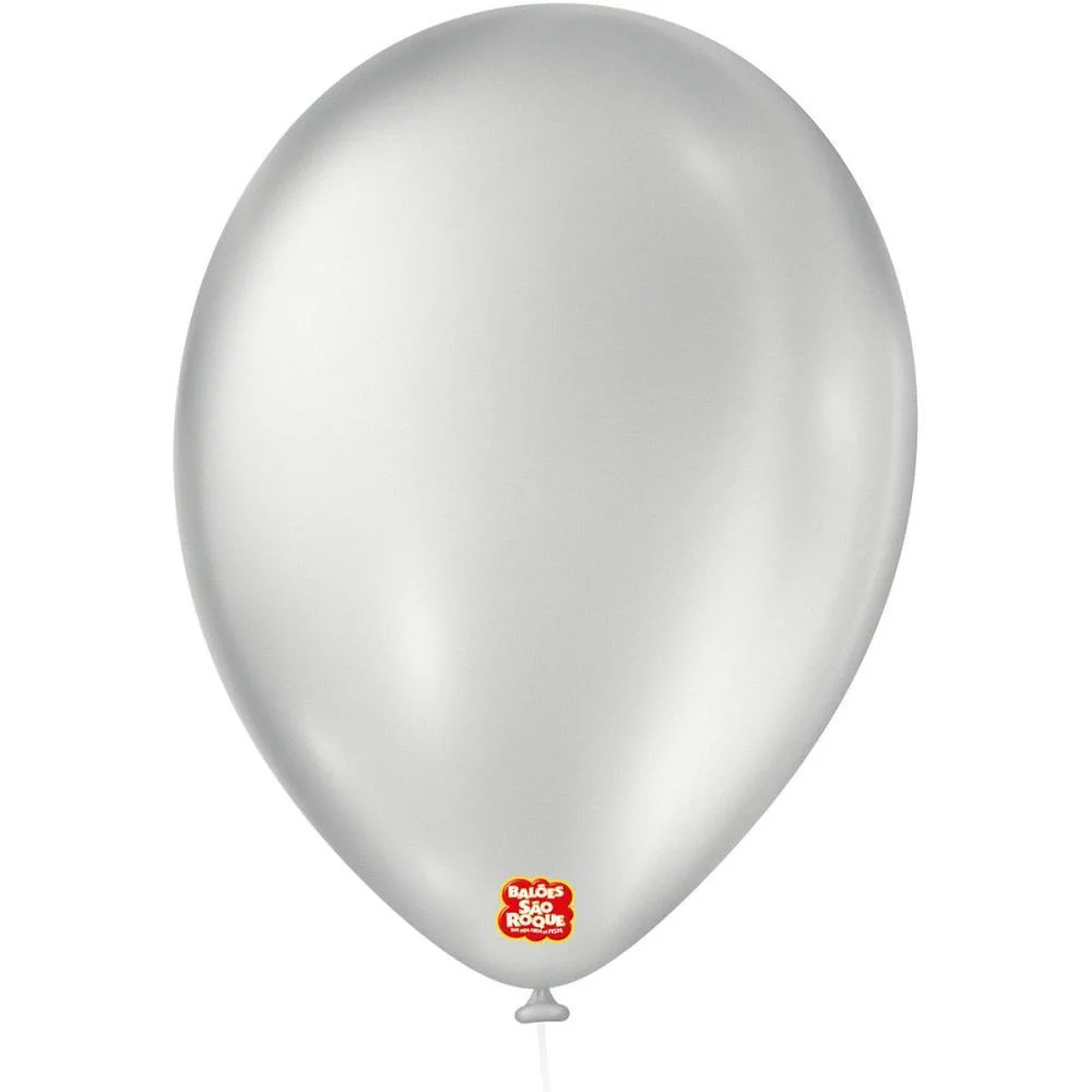 Balao 9 Liso Cintilante Prata Sao Roque (Pct.c/25) - imagem 3