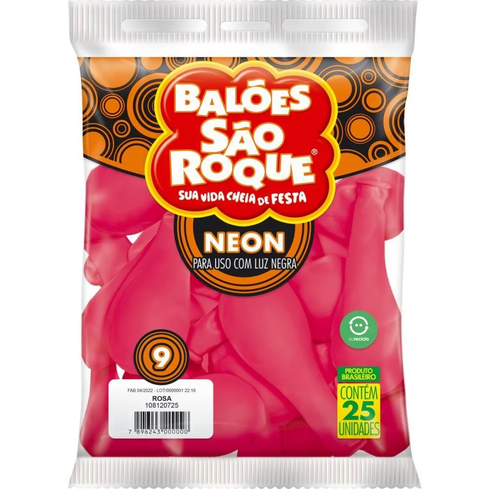 Balao 9 Liso Neon Rosa Imperial Sao Roque (Pct.c/25) - imagem 4