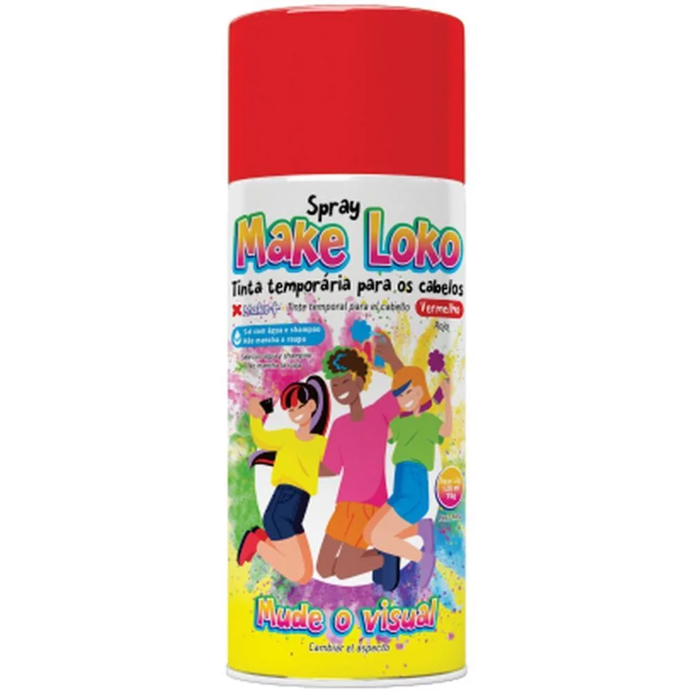 Pinta Cabelo 120Ml Loko Vermelho Make+ (Dp.c/12) - imagem 3