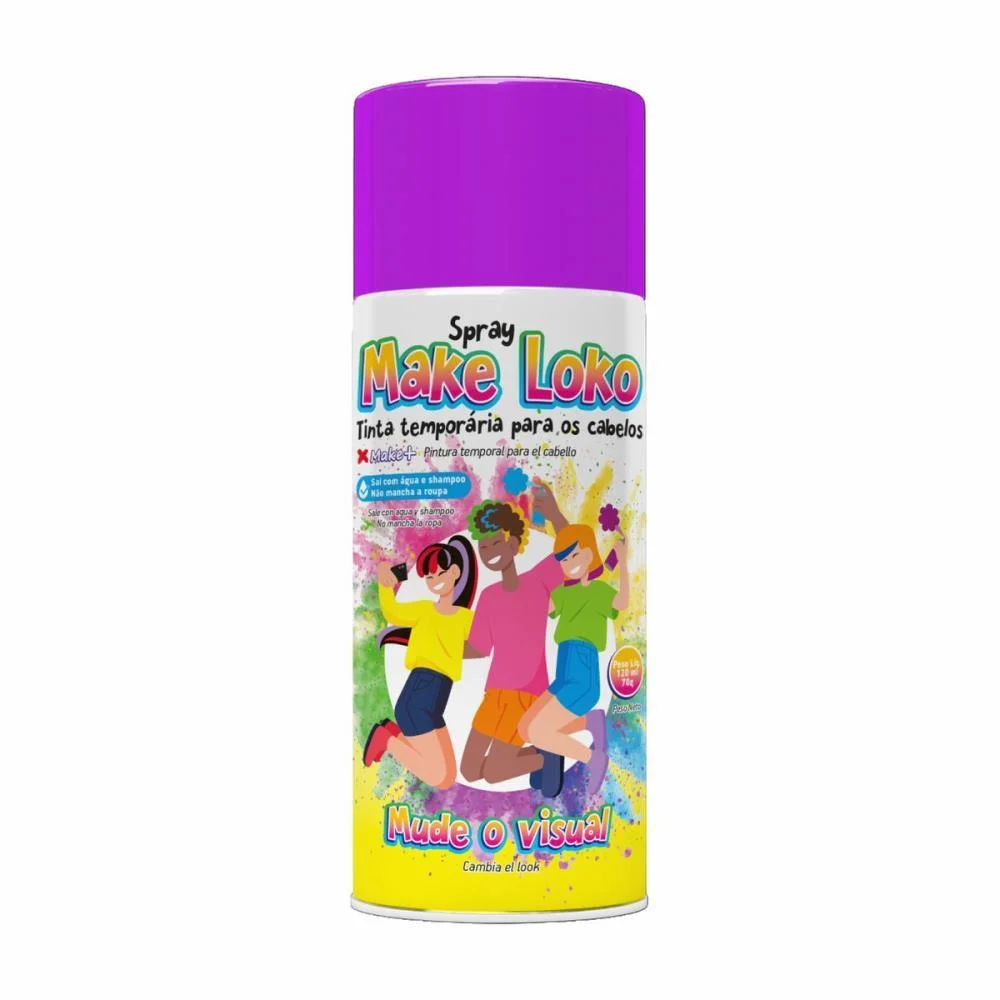 Pinta Cabelo 120Ml Loko Violeta Make+ (Dp.c/12) - imagem 3
