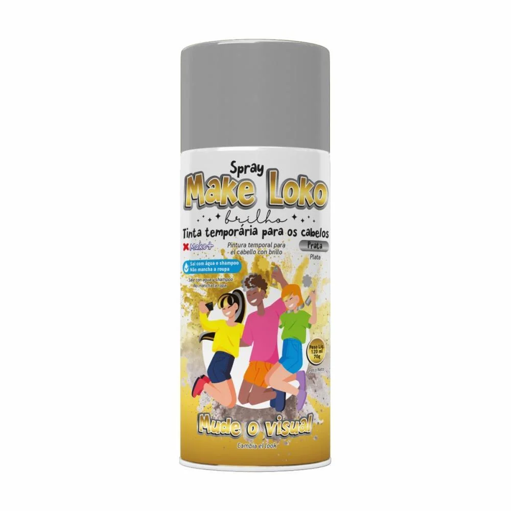 Pinta Cabelo 120Ml Loko Brilho Prata Make+ C/ 24 Unidades - imagem 2